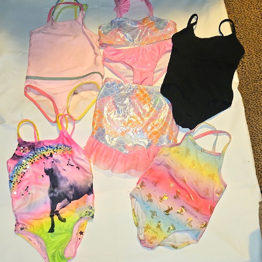 Lot Of 5 Little Girls Swimsuits